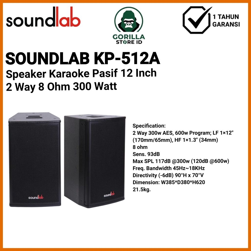 Soundlab KP-512A Speaker Karaoke Pasif 12 Inch 2 Way 8 Ohm 300 Watt
