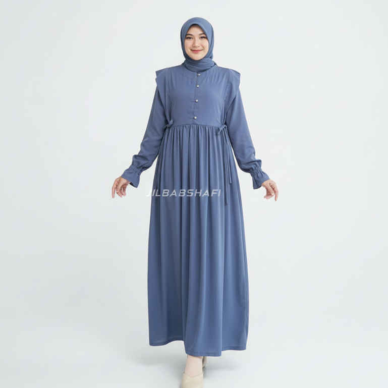 Dress Baju Gamis Syari Wanita Kekinian Terbaru Bahan Rayon Crinkle Haji Dan Umroh