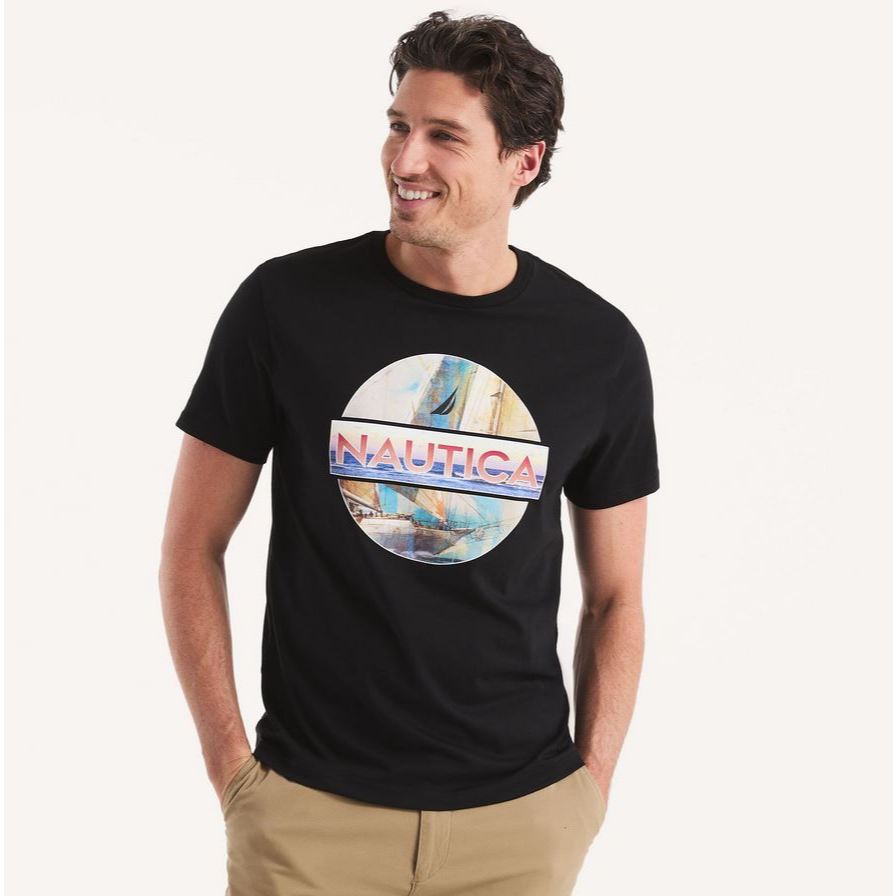 Kaos Nautica Ocean Sailboat Graphic Tee Black Original