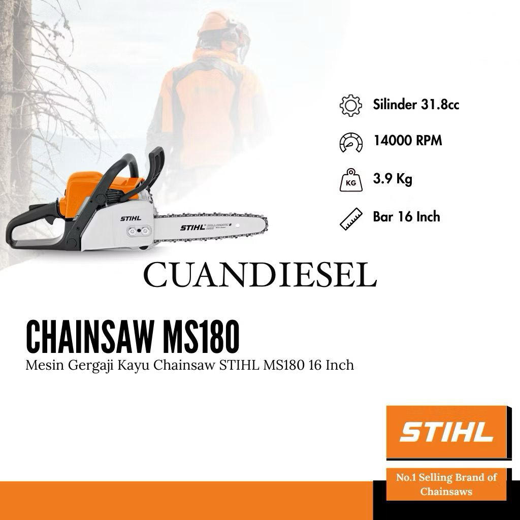 TERMURAHHHHHH CHAINSAW KECIL STIHL 180/170 16 INCH FULLSET GERGAJI KAYU  SENSO STIHL MS 180 SIAP PAK