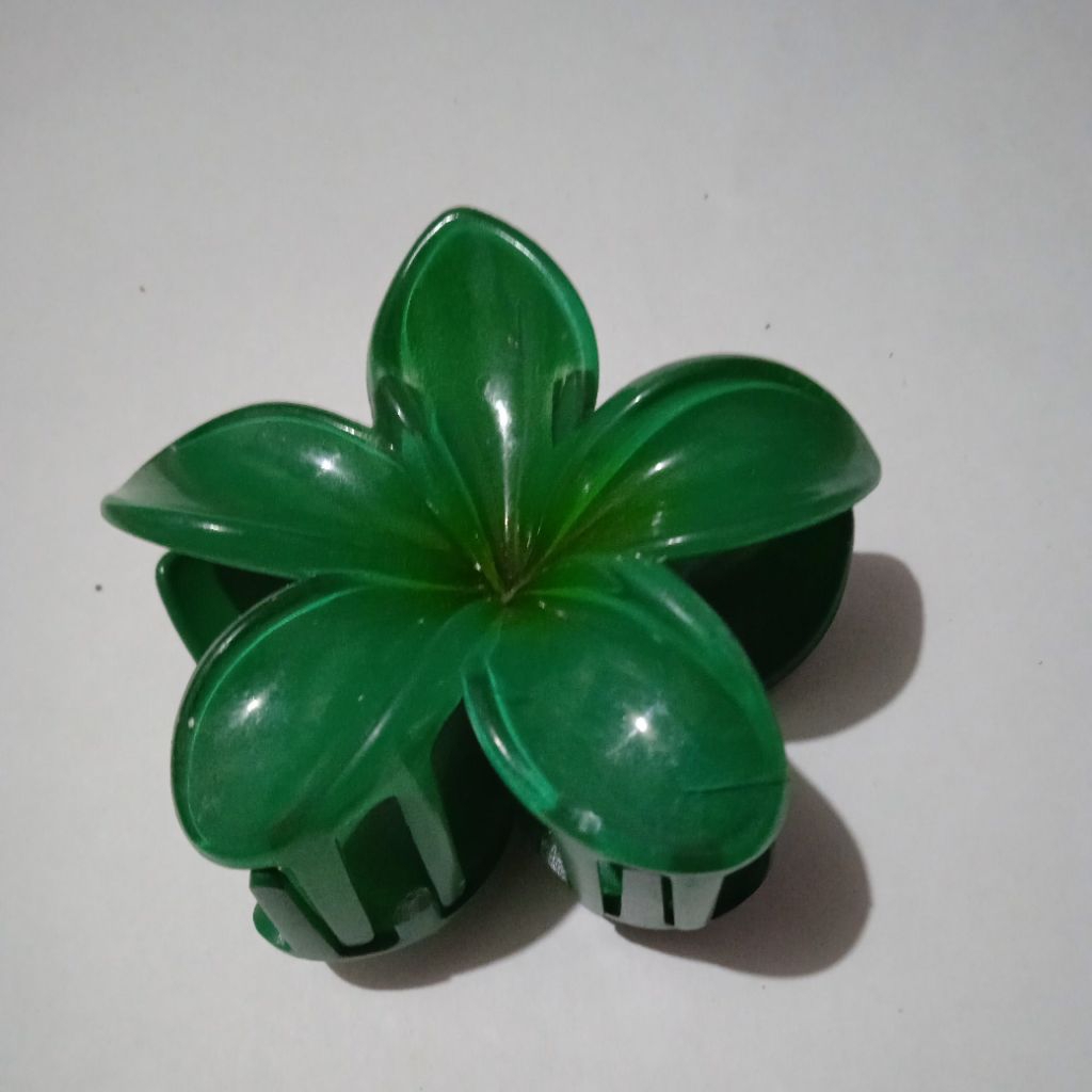 JEPIT RAMBUT BADAI KAMBOJA MOTIF BUNGA WARNA HIJAU