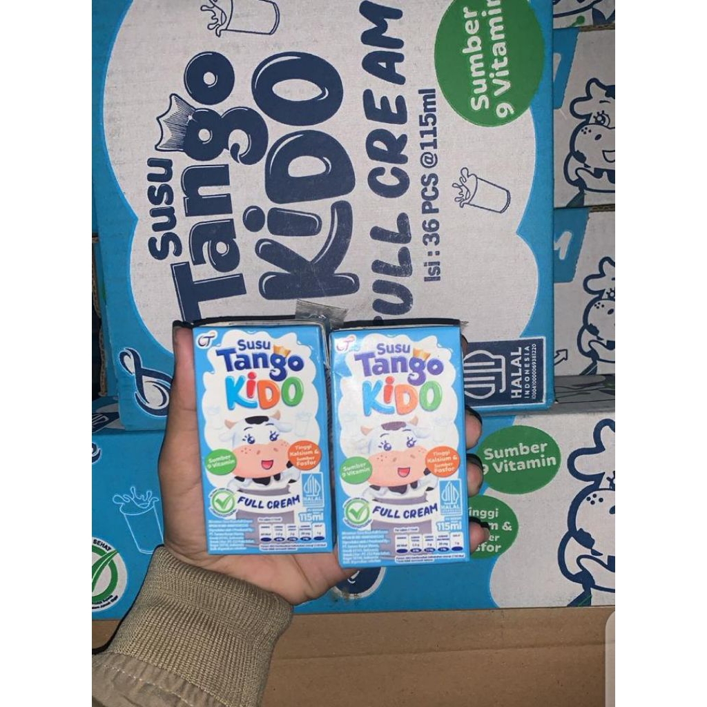 1 dus isi 36 pcs susu tango Kido 115 ml rasa full cream/ strawberry bisa kirim instant