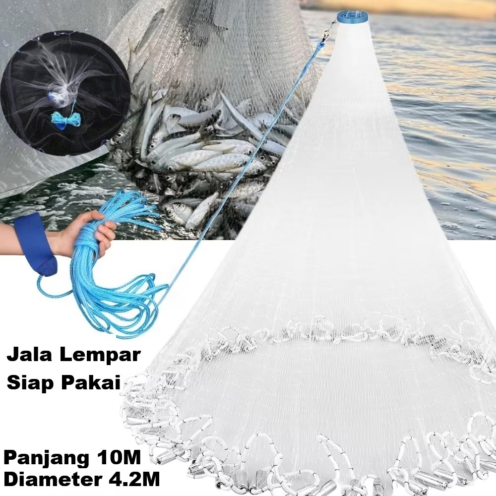 Cast a Net Jaring Jala lempar Nilon Perangkap Tangkap Ikan Udang Siap Pakai Pancing Ikan Fishing Thr