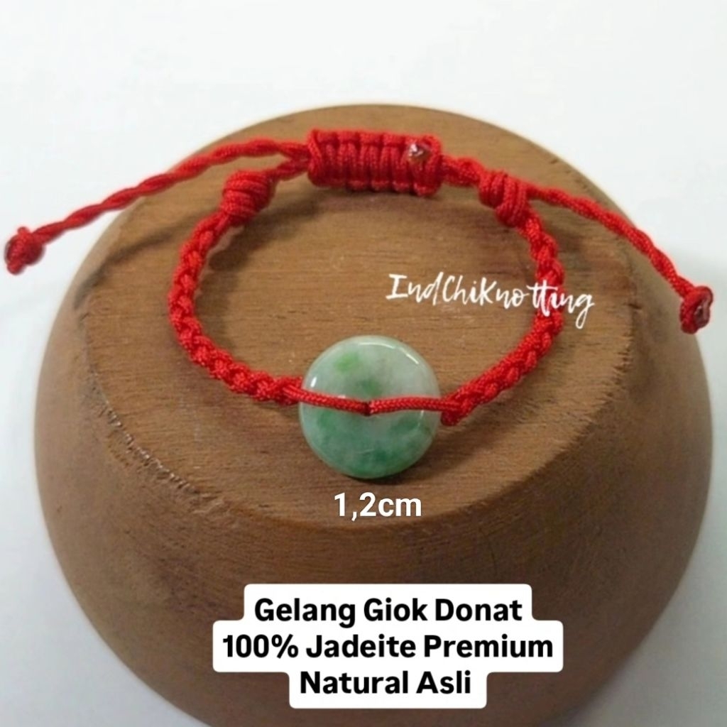 Gelang Giok Asli Jadeite Donat Premium Tali Merah