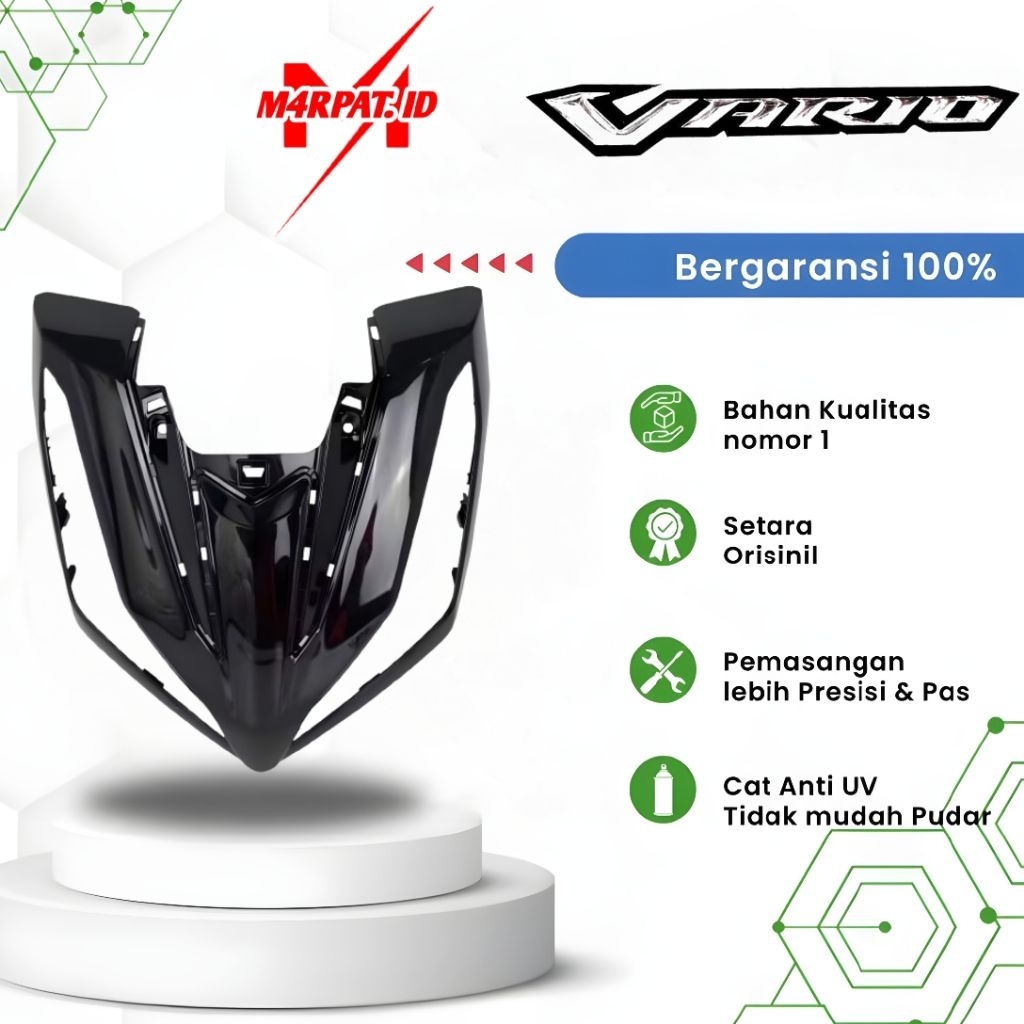 Panel k2v cover front panel tameng depan tameng besar honda vario 125 new gen2 k2v hitam glossy cove