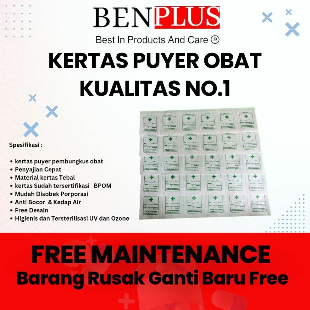 kertas puyer obat press etiket 1 pack isi 1200 pcs