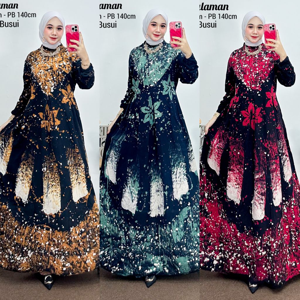 Termurah - Gamis wanita terbaru Twill Rayon Super Premium original viral lengan panjang Batik kekini
