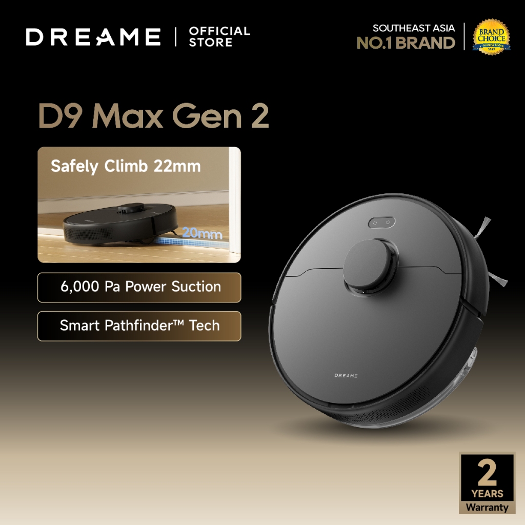 Dreame D9 Max Gen 2 Robot Vacuum Cleaner and Mop | 6,000Pa Suction | 285min Runtime | LDS. Navigatio
