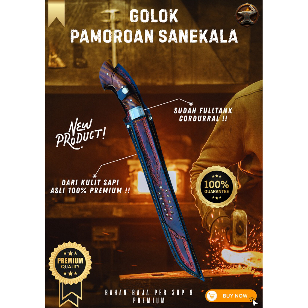 [BILAH PREMIUM] GOLOK KEBUN PAMOROAN SANEKALA GOLOK BAJA PER ASLI 100% Baja Per SUP9 Original