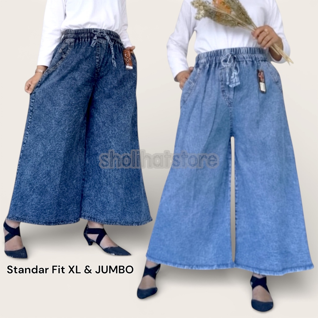 CELANA KULOT JEANS RAWIS HIGH WAIST JUMBO SAMPAI BB 85KG / KULOT SNOW JEANS RAWIS SIZE XXL XXXL / KU