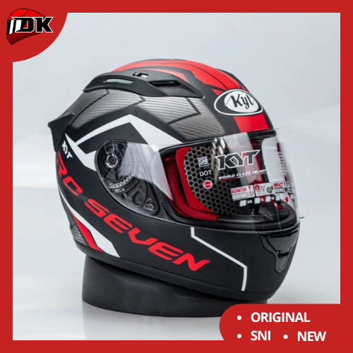 Helm Full Face KYT RC7 Motif Seri 18 Matt Black Red Merah Hitam Doff Doft Original Motor Touring
