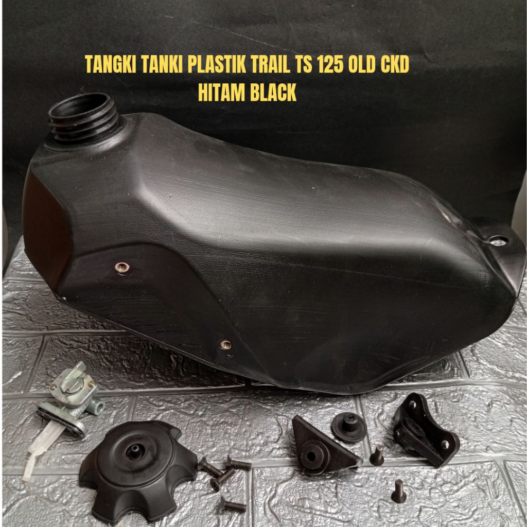 TANGKI TANKI PLASTIK TRAIL TS 125 OLD HITAM BLACK untuk Motor Trail TS 125 dengan Kualitas Terbaik
