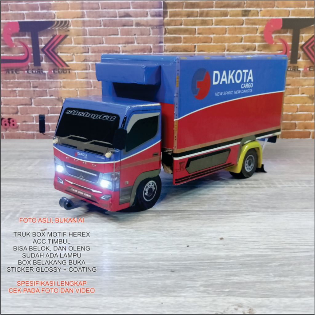 STKSHOP68 MINIATUR TRUK BOX CANTER SUDAH FULL LAMPU MOTIF DAKOTA CARGO