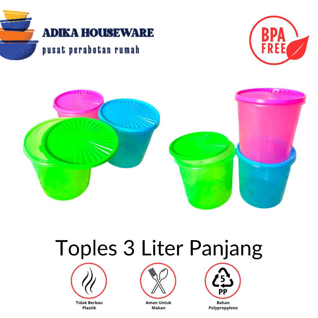 TOPLES 3 LITER PANJANG - TOPLES SNACK MOTIF KUPU-KUPU WARNA TRANSPARAN BAHAN PLASTIK TEBAL