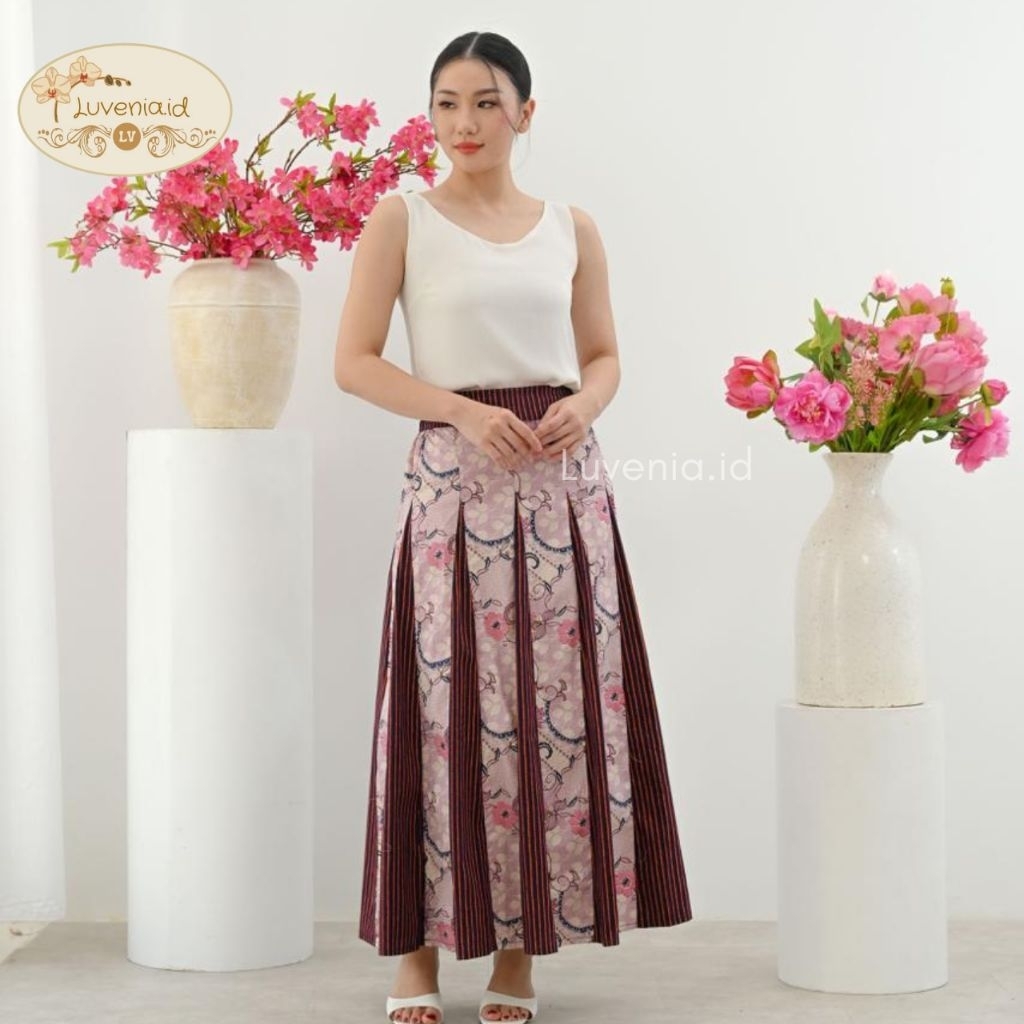 Rok Batik Wanita 141 ACA PINK - Batik Modern / Batik Seragam / Bawahan Batik / Rok Wanita