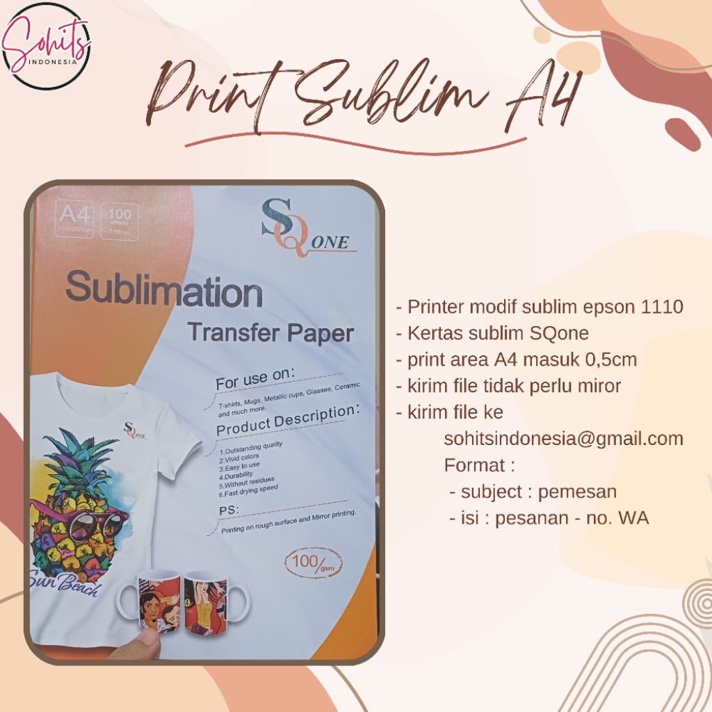 Print Sublim A4 dengan kertas Sublimasi