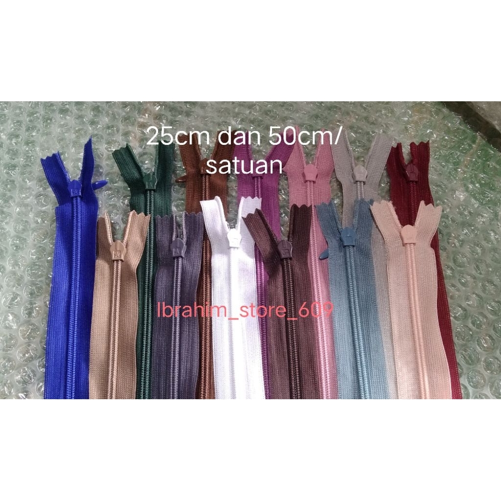 Ritsleting jepang merk YEE/ KIM/ SJ panjang 25cm dan 50 cm (satuan)