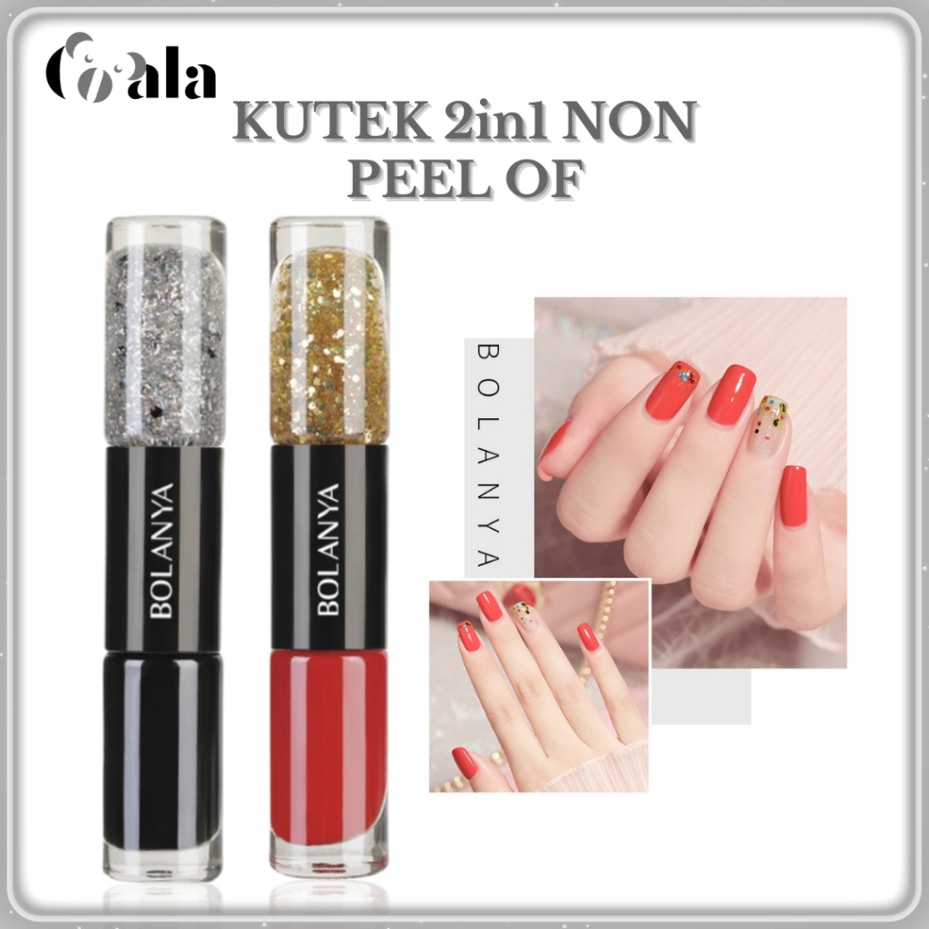 BOLANYA Kutek Kuku 2in1 Cat Kuku Korea Nail Polish Non Peel Off KU001