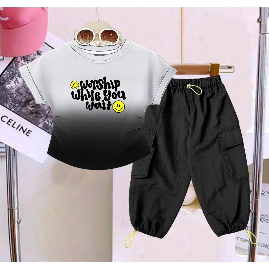 Setelan Baju Anak Perempuan 1-12 Tahun Unisex Set Baju Gradasi Anak