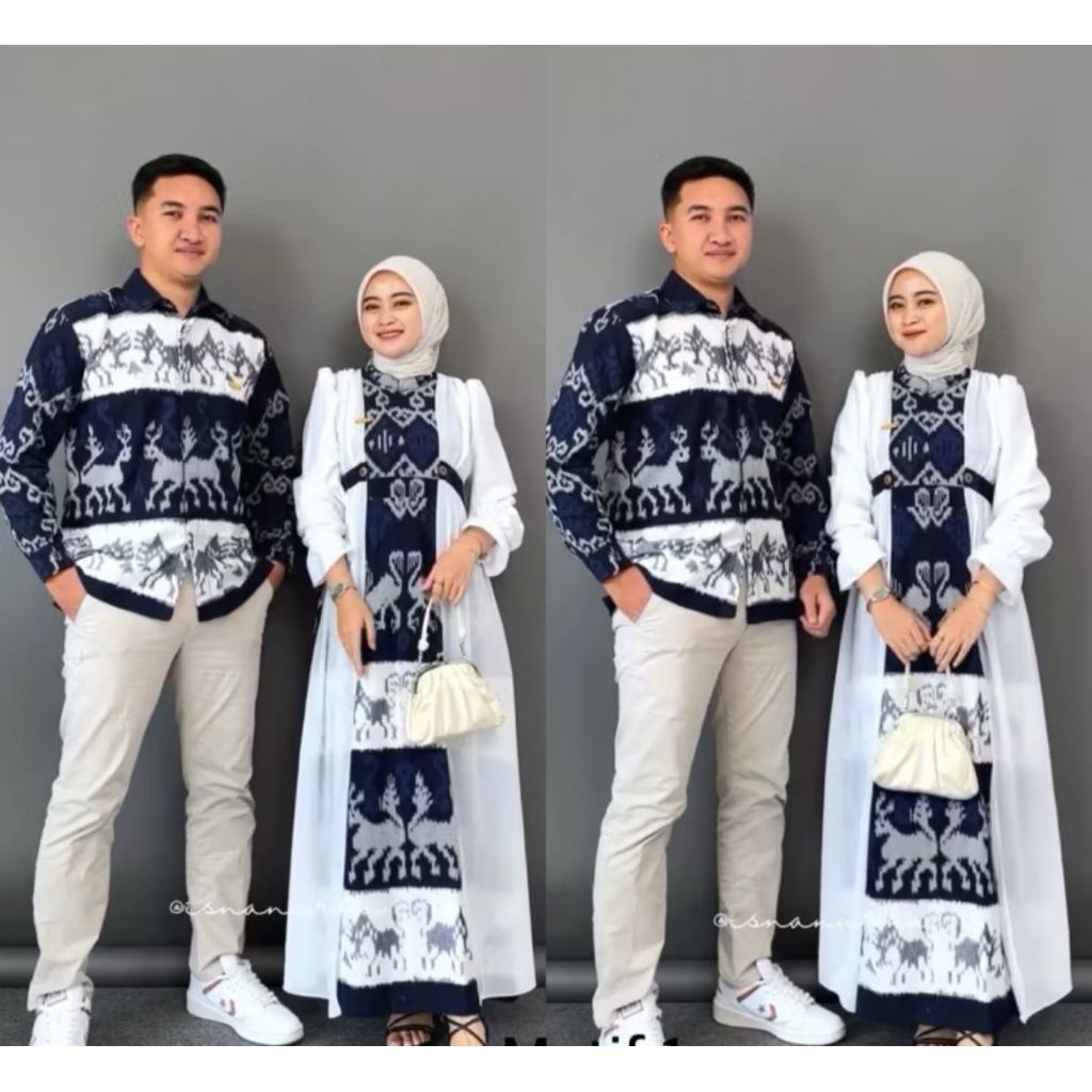 Gamis safitry tenun ori mix kombinasi polos satin kemeja pria full tenun adem nyaman