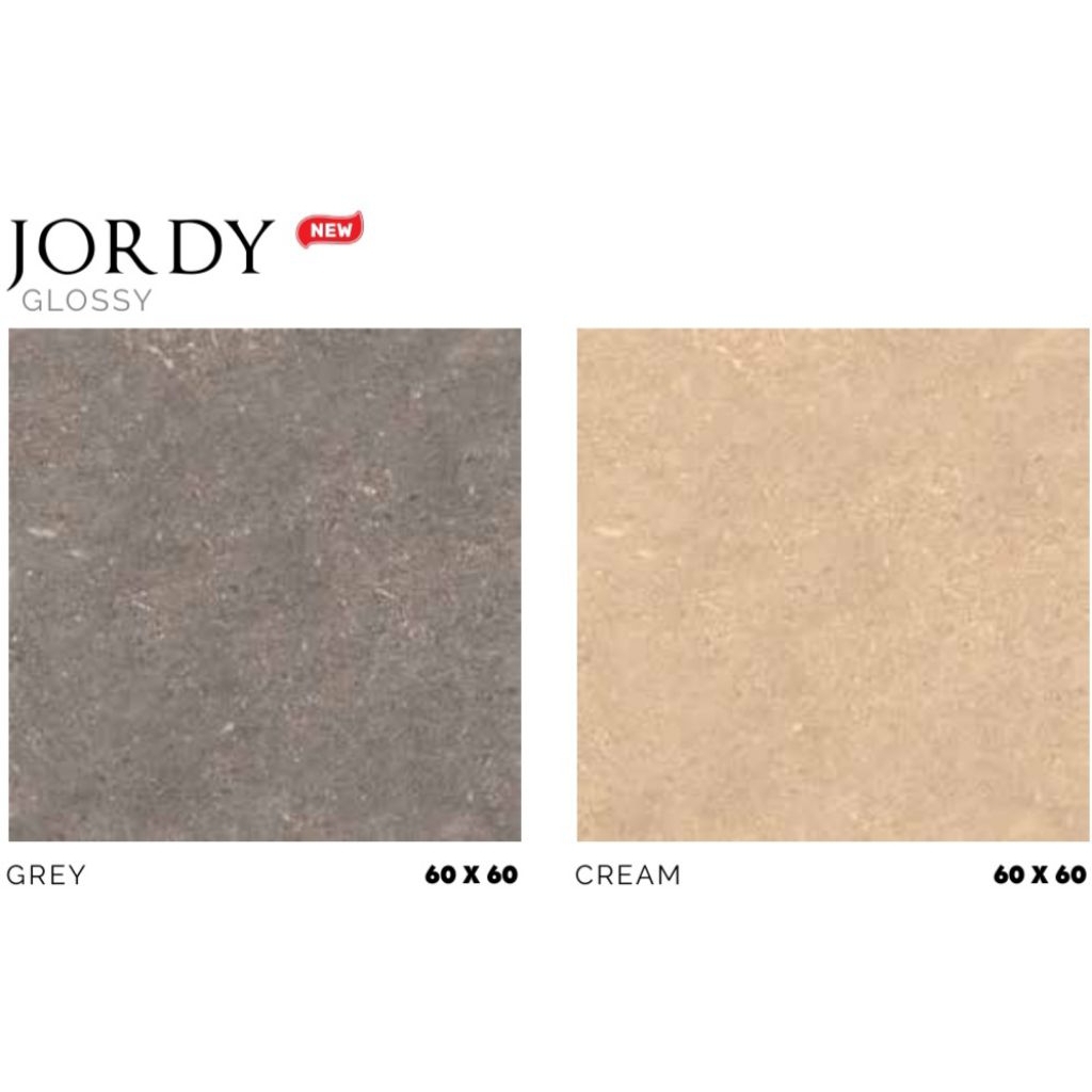 Granit White Body Merk Platinum Jordy Grey/Cream ukuran 60x60 cm tekstur Glossy
