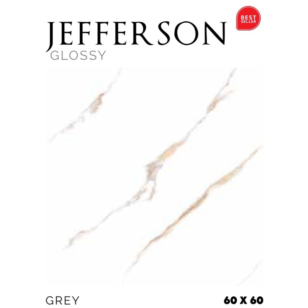 Granit Glossy Motif Marbel Putih Abu Jefferson Ukuran 60x60 by Platinum/Granit Kualitas 1 Grade A/Gr