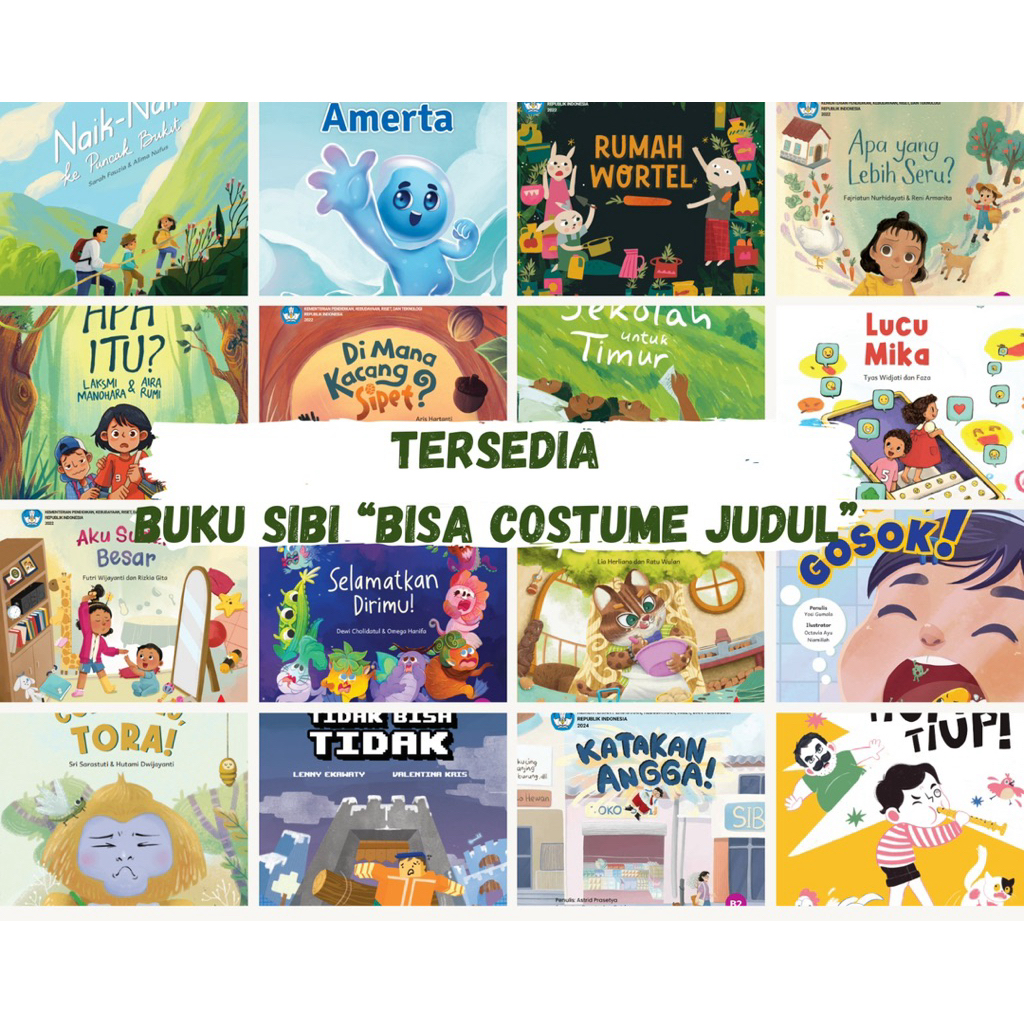 Buku SIBI Nonteks Literasi Pojok Baca Rekomendasi untuk TK/PAUD (Versi Costume Judul Buku)