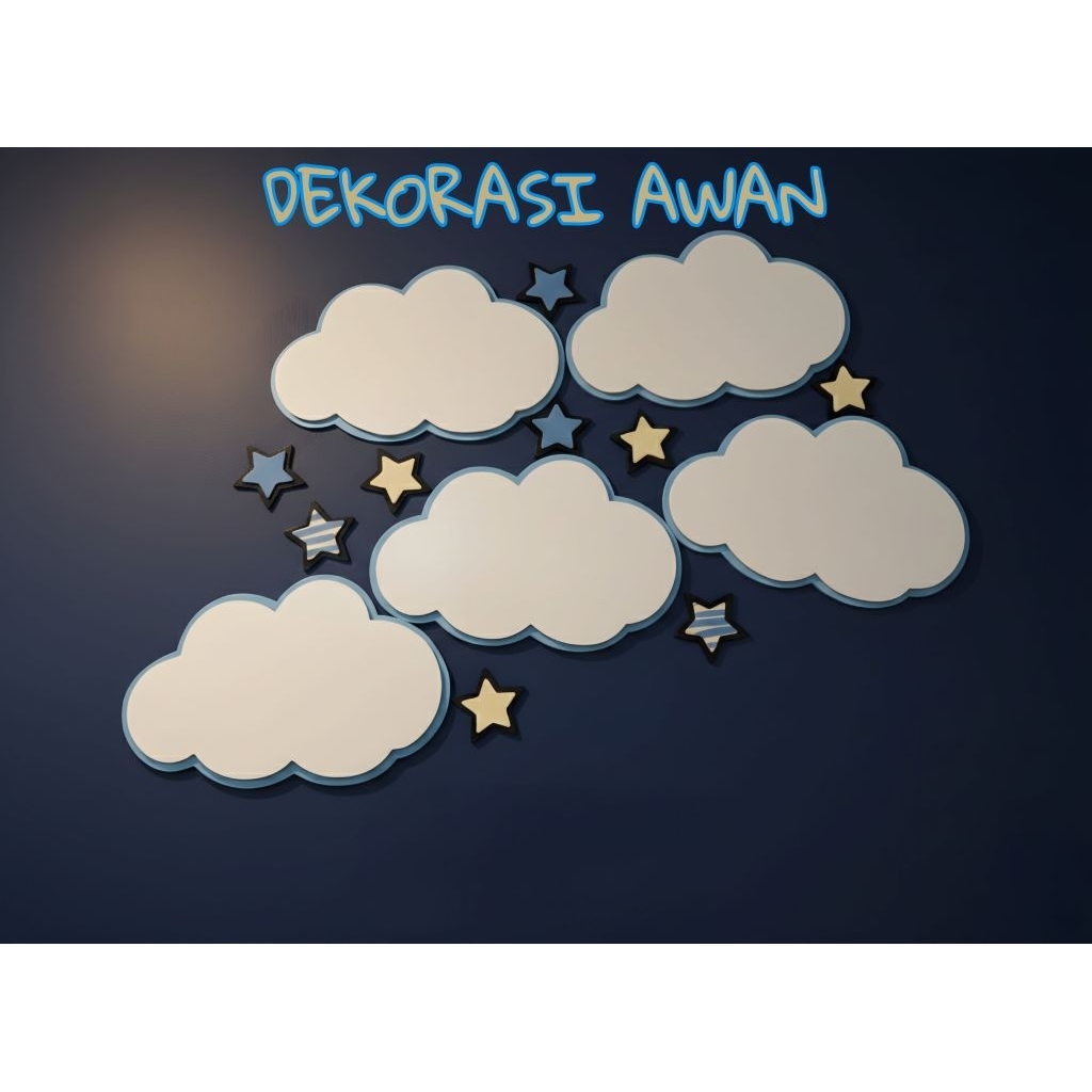 Awan dekorasi HIASAN KAMAR dekorasi ruangan 3D awan kayu