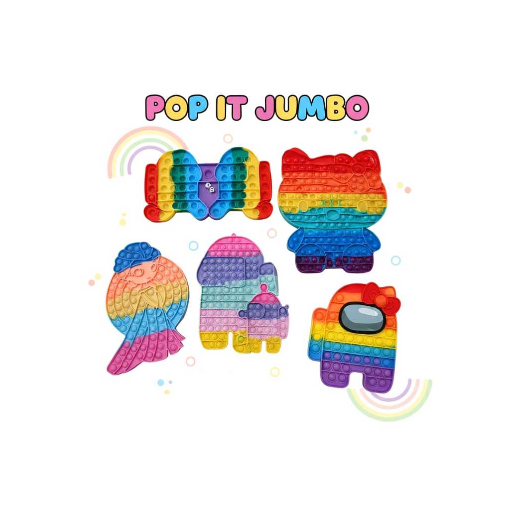 Dtoyz- Mainan Anak Pop It Jumbo Aneka Karkter Lucu Mainan Pop It Silikon Rainbow Mainan Pereda Stres