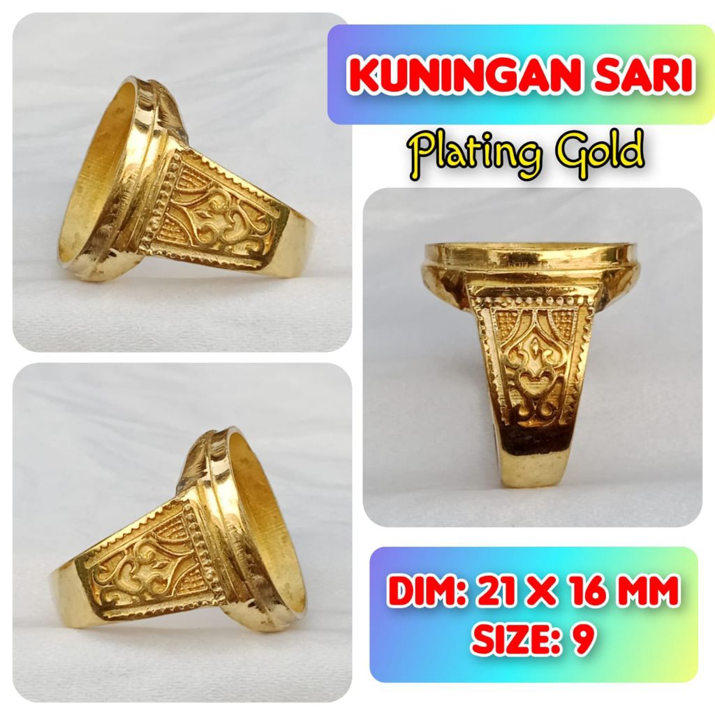 ring emban batu akik dan permata kuningan.44