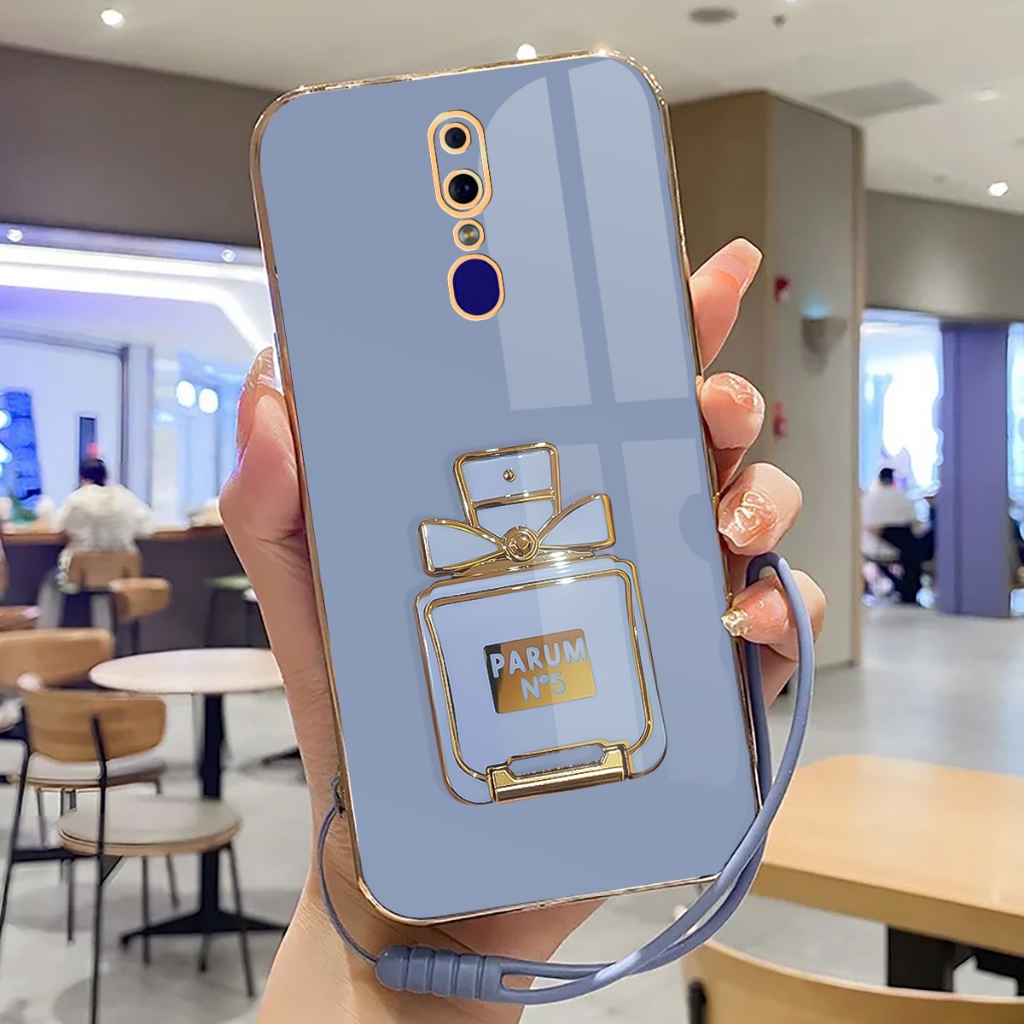 Softcase Terbaru Oppo F11, F11 Pro Case Luxury Plating Dengan Stand Holder Mewah Silikon Casing