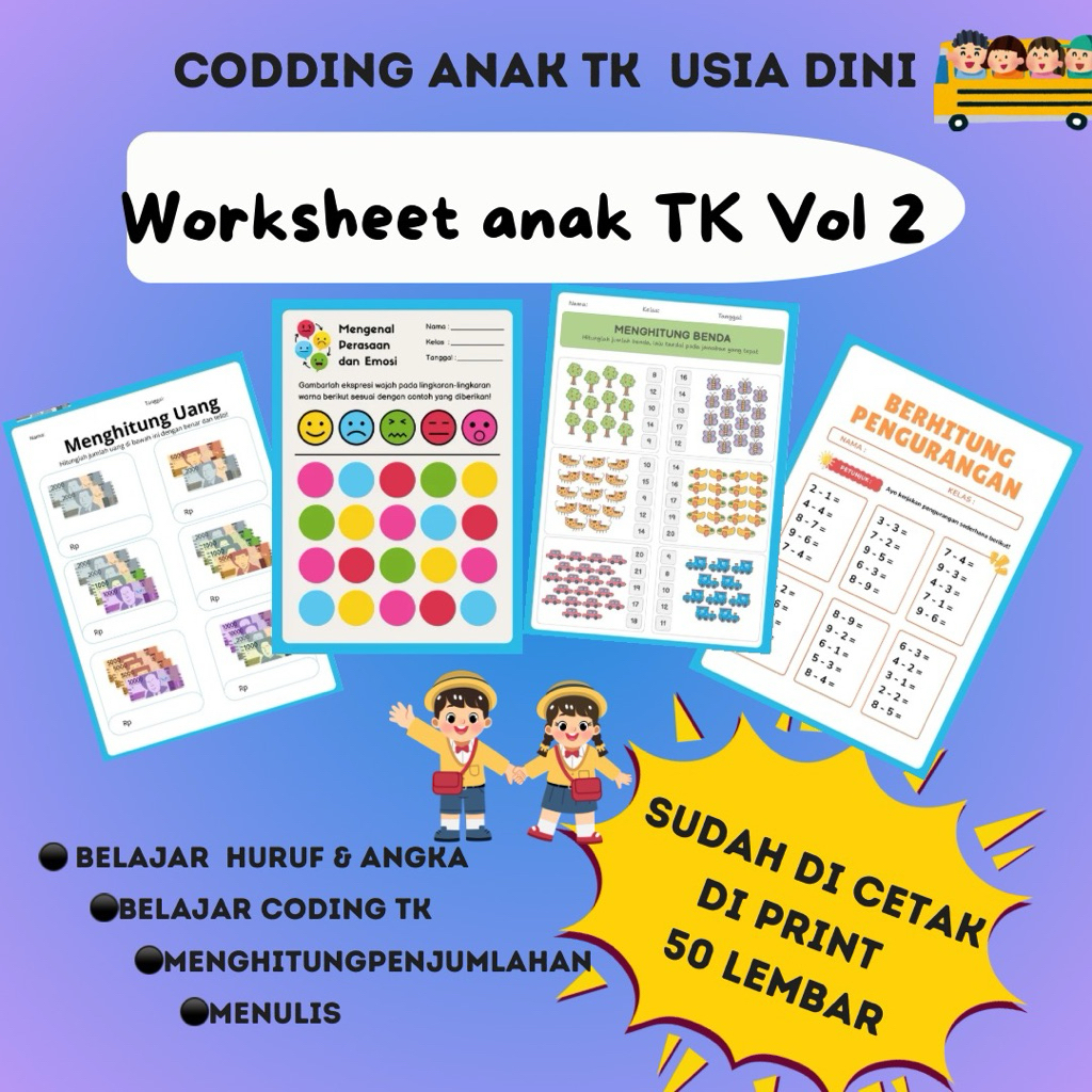 Edukasi Worksheet Anak TK Lembar Kerja Anak TK Kegiatan Anak