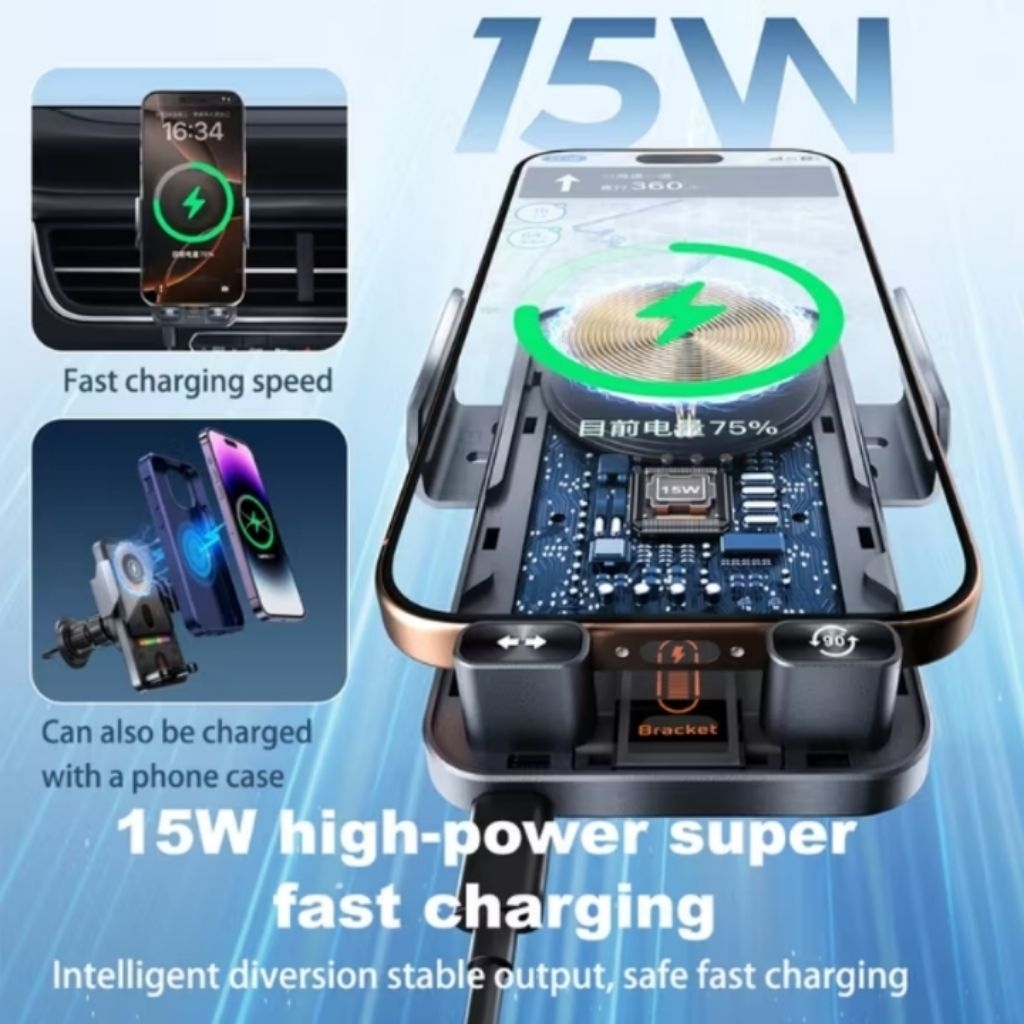 Car Holder Wireless Charger Mobil 15W – Holder HP Mobil Fast Charging DWINR