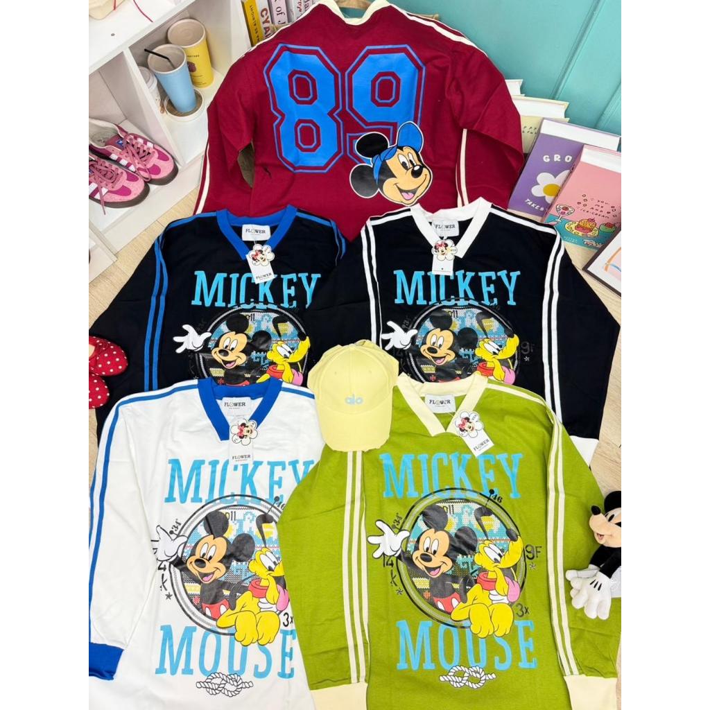 Hanolshop Kaos Import FLOWER Motif MiPluto - Lengan Panjang - Kaos  Oversize Import Bangkok Motif Ka