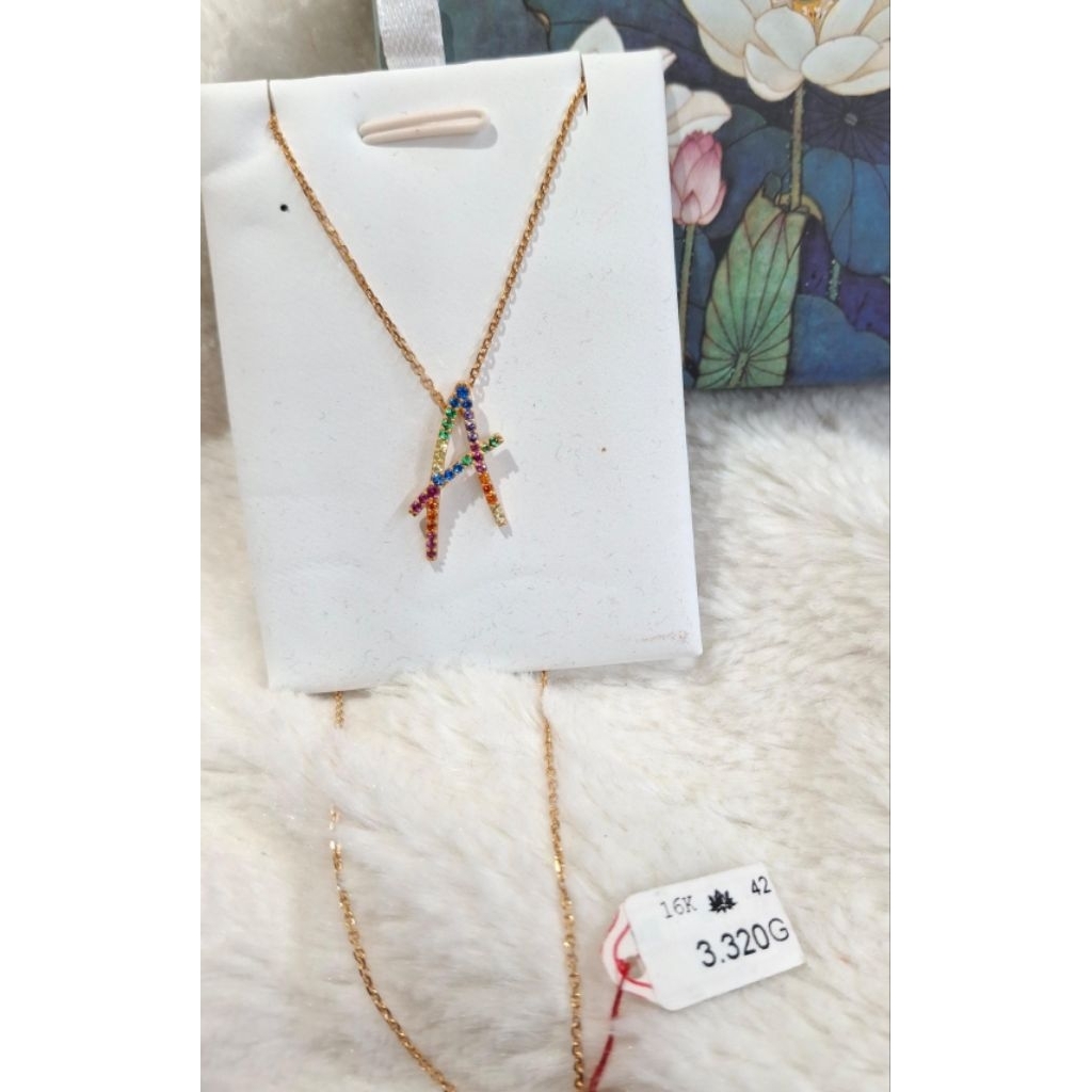 Kalung emas 70 huruf A warna