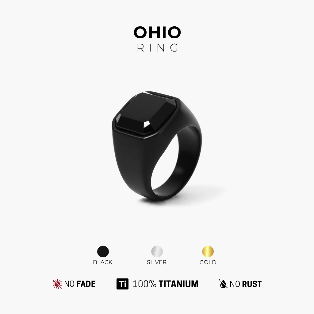 Treera Ohio Cincin Titanium Premium Pria Anti Karat Anti Luntur Silver Black Gold Buy 1 Get 1 Free G