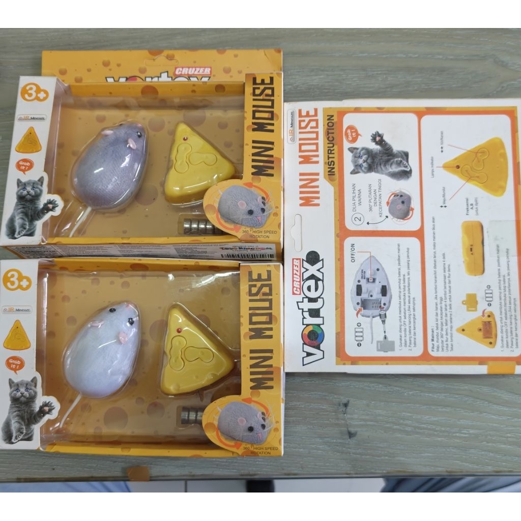 vortex mini mouse tikus remote control putih abu lucu mainan kucing imut