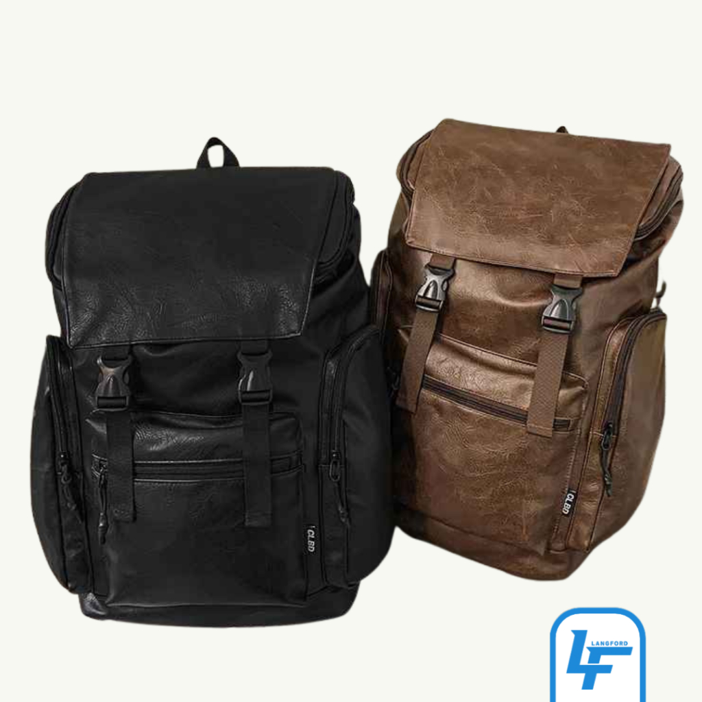 LANG FORD - Leather Series - Tas Ransel Kulit PU Pria Jumbo
