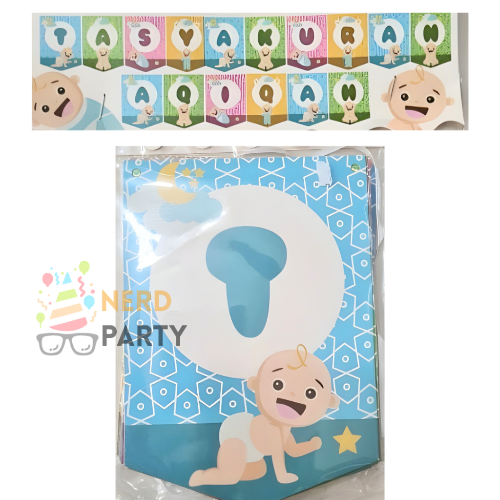 Banner Tasyakuran Aqiqah / Perlengkapan Pesta / Dekorasi Ulang Tahun / Banner Kertas