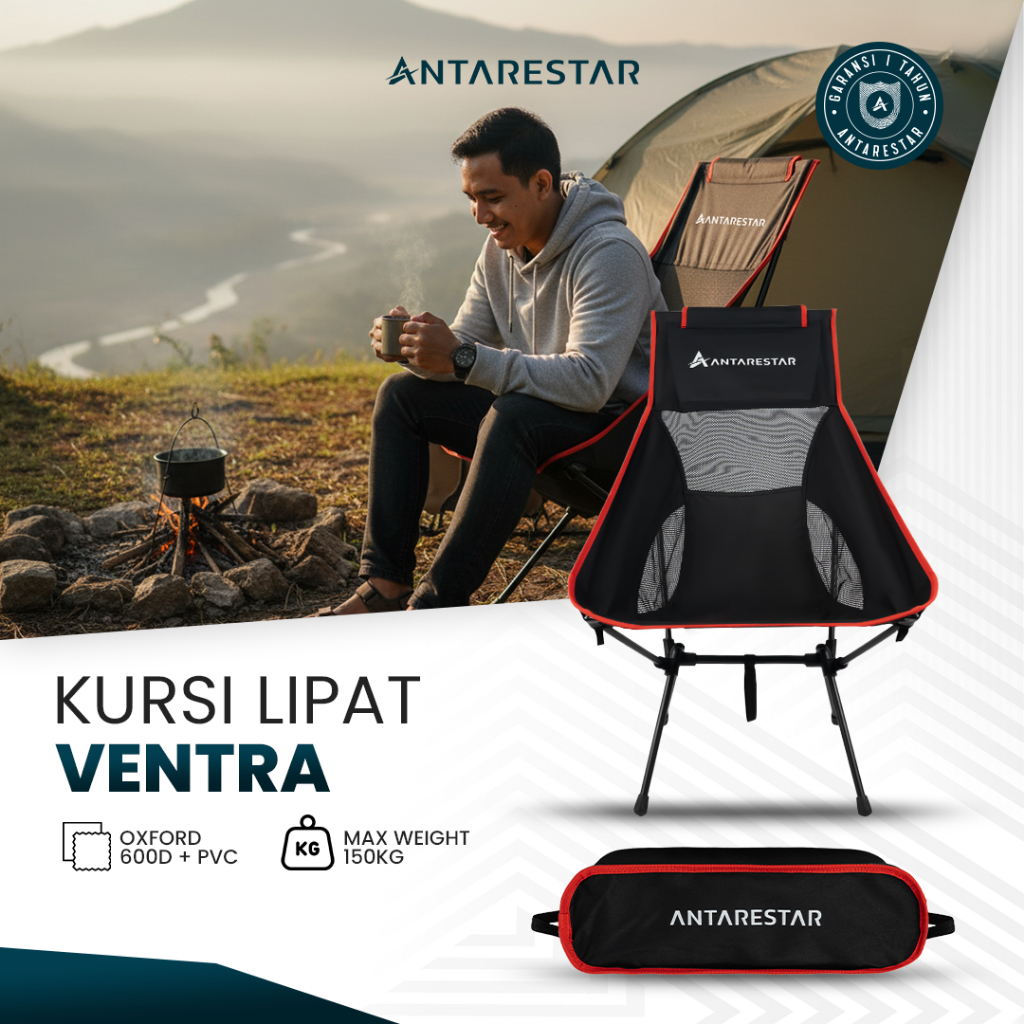 ANTARESTAR Official - Kursi Folding Ventra Chair Kursi Lipat Camping Outdoor Mancing Kursi Sandaran 