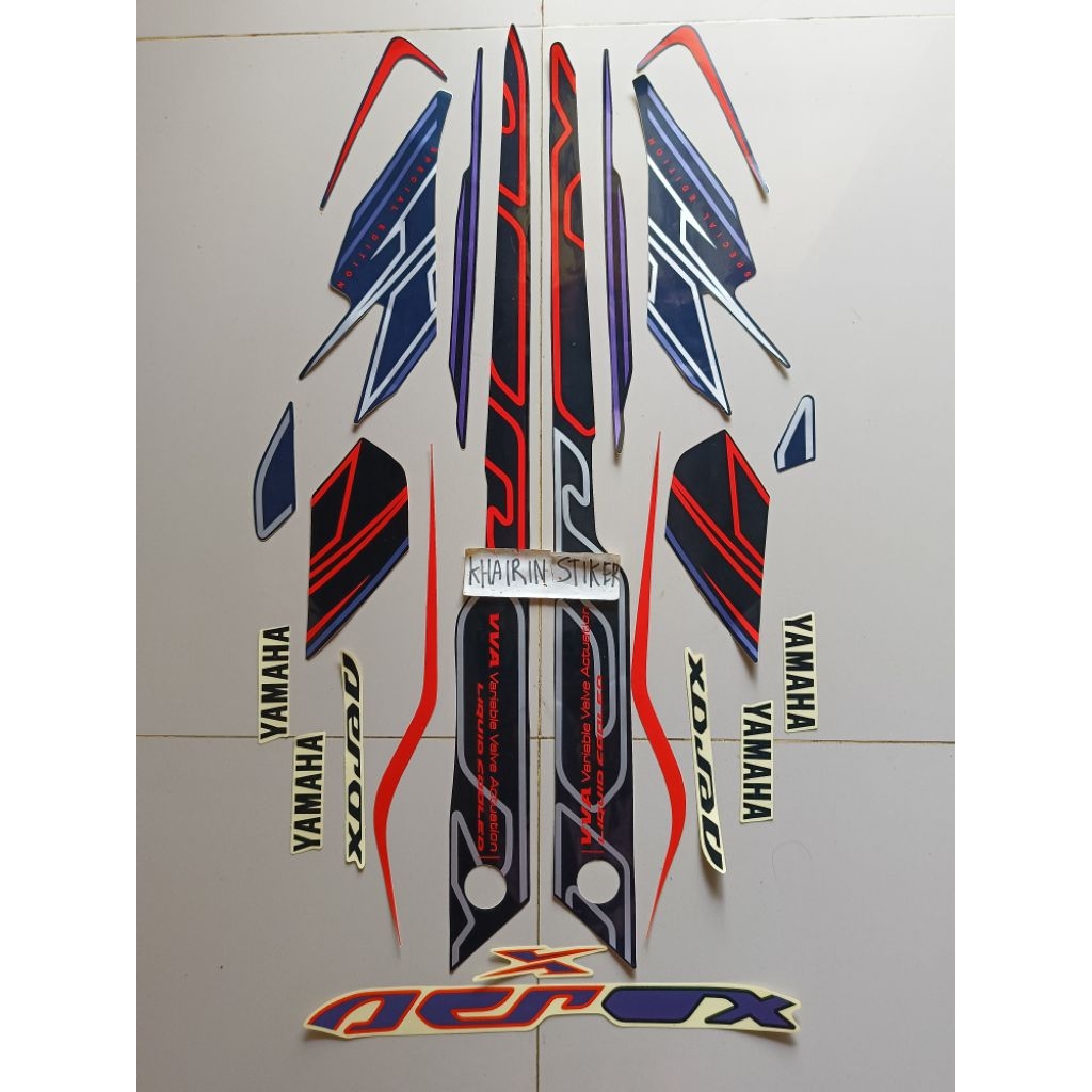 striping stiker aerox xiber biru hitam