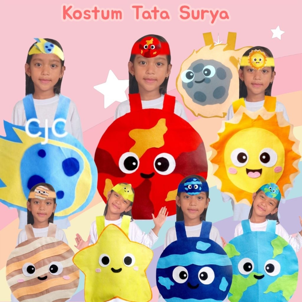 READY Kostum Karakter Tata Surya Bahan Flanel Anak