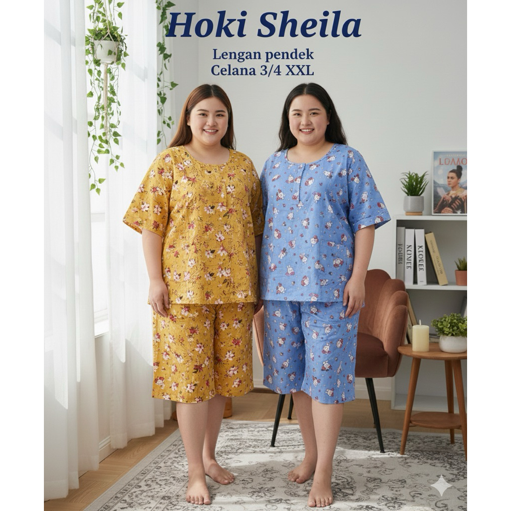 Hoki & Sheila size XXL Jumbo ld 120 Celana 3/4 / Piyama Hoki Jumbo Size XXL