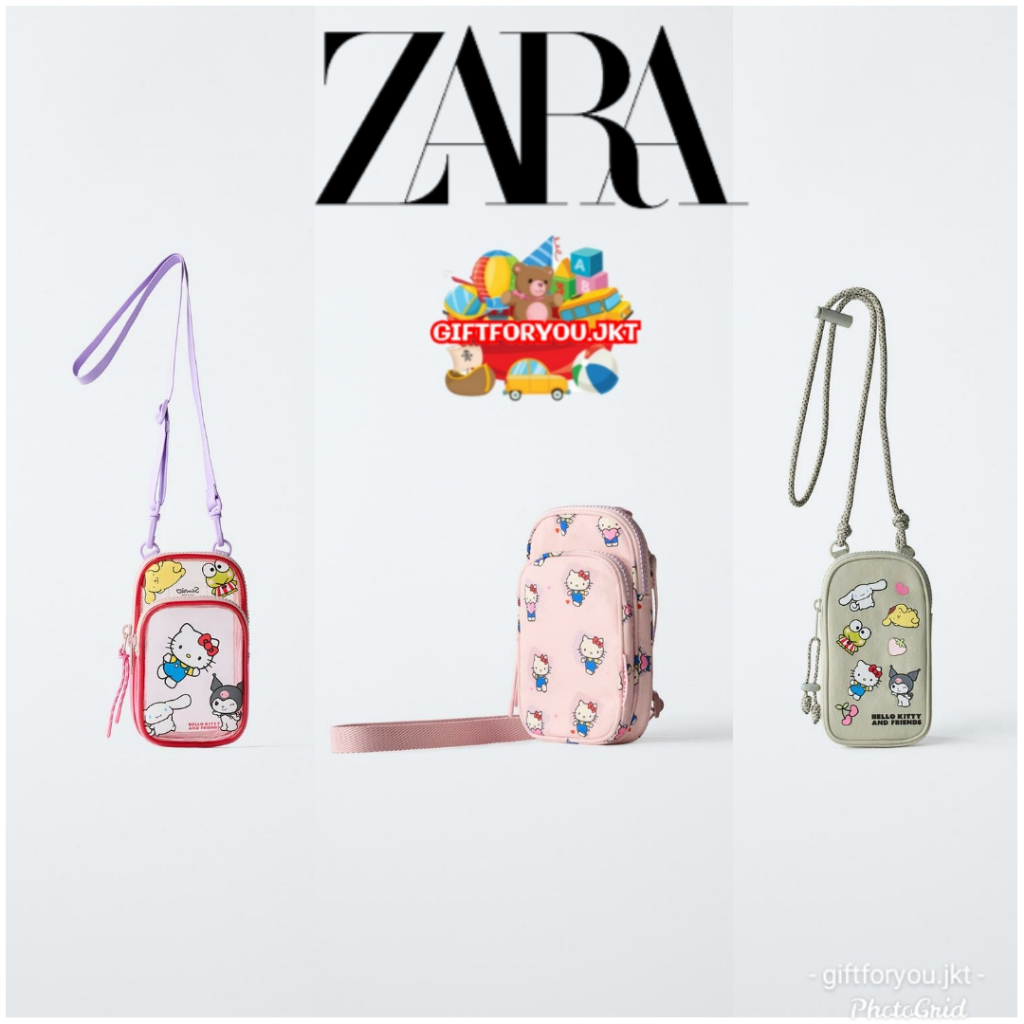 Zara Kid Sarung Wadah Tempat Mini Tas Pouch Ponsel HP Handphone Hello Kitty & Friend Sanrio Vinil Ph