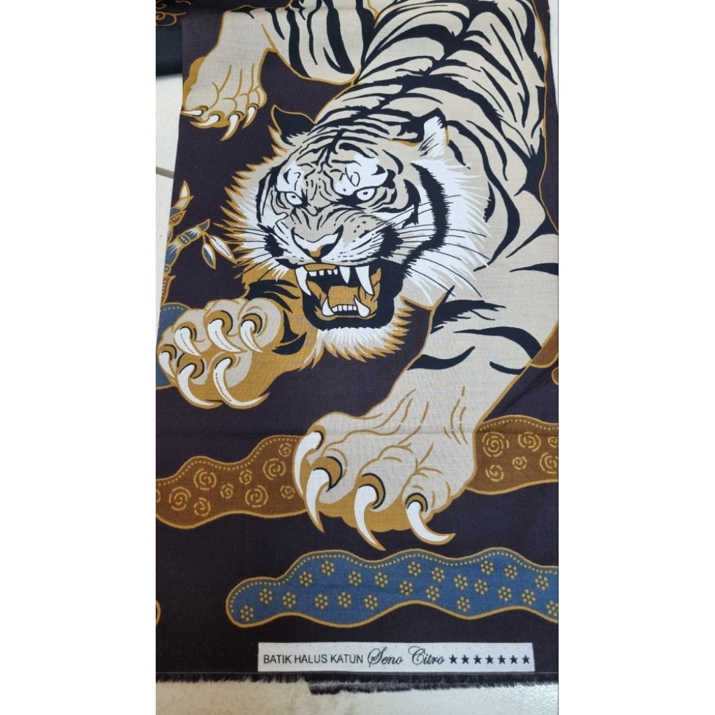 BAHAN BATIK KATUN BATIK MEGA MENDUNG METERAN MOTIF TIGER