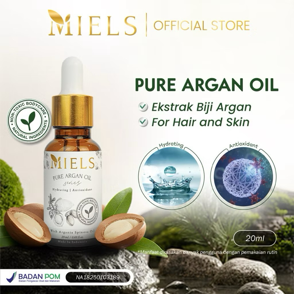 Pure Argan Oil - MIELS Minyak Biji Argan Alami untuk Perawatan Rambut dan Kulit