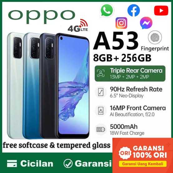 OPPO A53 RAM 8/256 GB GARANSI 1 TAHUN