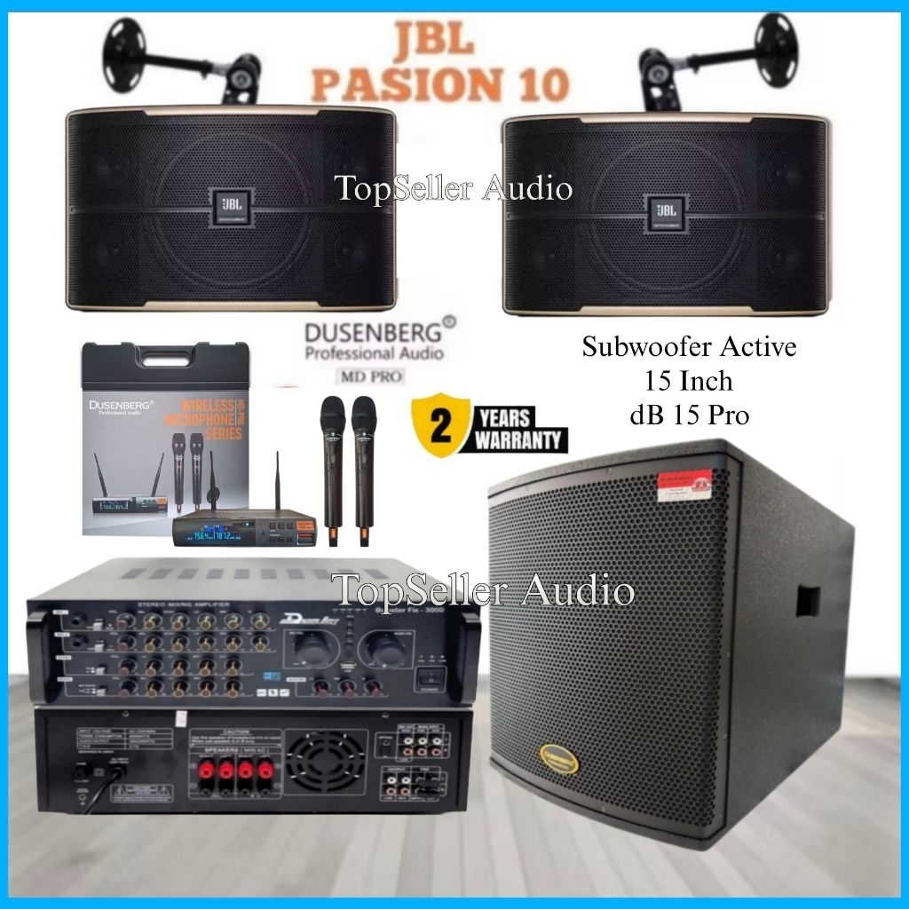 Paket Sound System Karaoke Speaker JBL Pasion10 Original Subwoofer 15 Inch Aktif DusenBerg dB 15 Pro