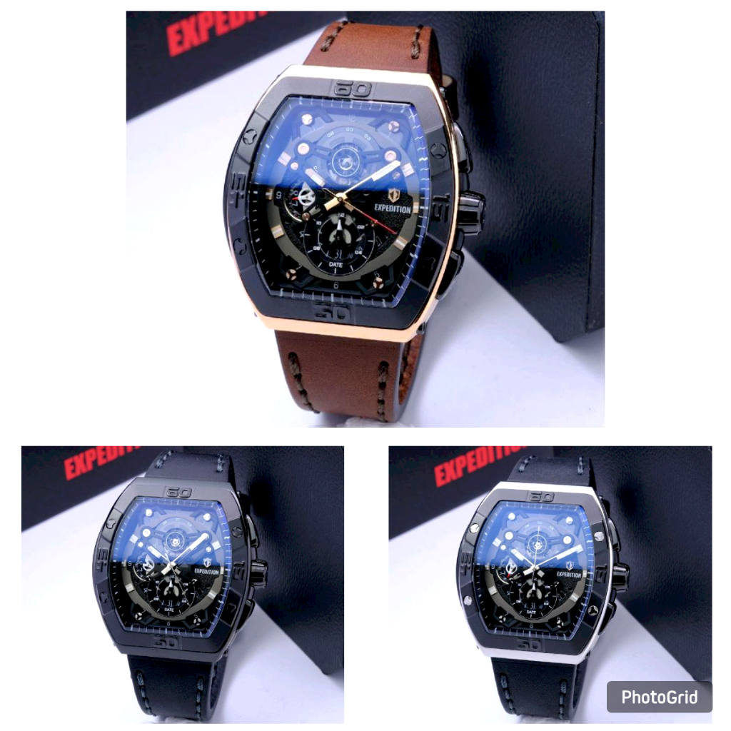 JAM TANGAN PRIA EXPEDITION EXP 6800 / 6800 ORIGINAL CHRONOGRAPH - TALI KULIT - GARANSI RESMI 1 TAHUN