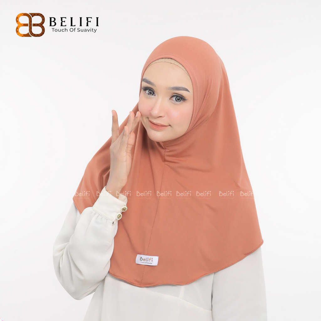 BELIFI | Jilbab Instan Laffi Malay Non Pet Size M Hijab Instan Tanpa Pet Bahan Jersey Premium